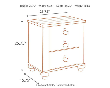 Willowton Two-tone Nightstand - Ella Furniture