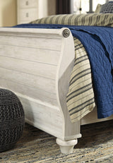 Willowton Whitewash King Sleigh Bed - Ella Furniture