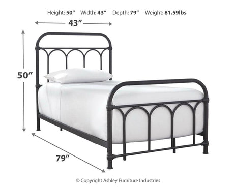 Nashburg Black Twin Metal Bed - Ella Furniture