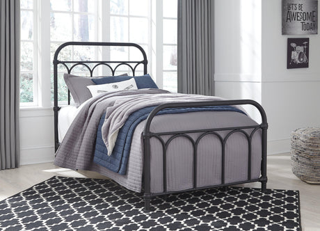 Nashburg Black Twin Metal Bed - Ella Furniture