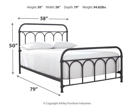 Nashburg Black Full Metal Bed - Ella Furniture
