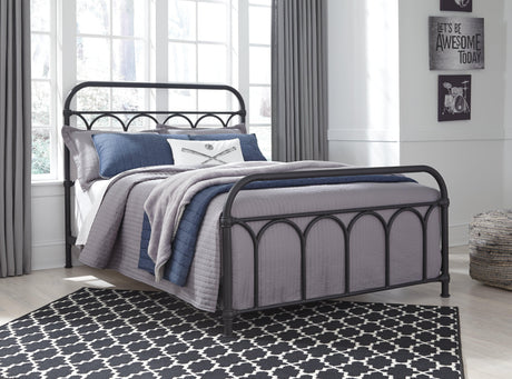Nashburg Black Full Metal Bed - Ella Furniture