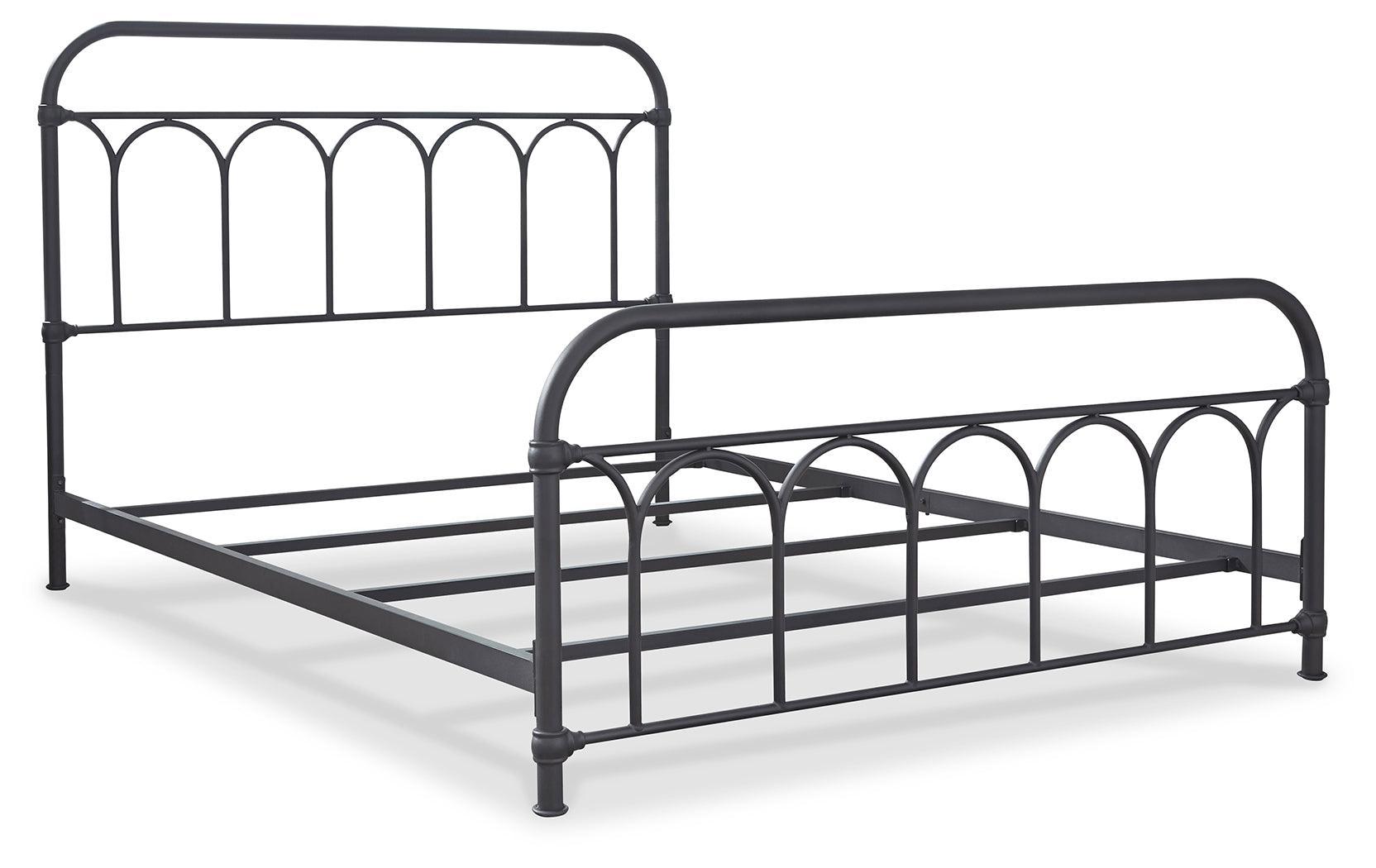 Nashburg Black Queen Metal Bed - Ella Furniture