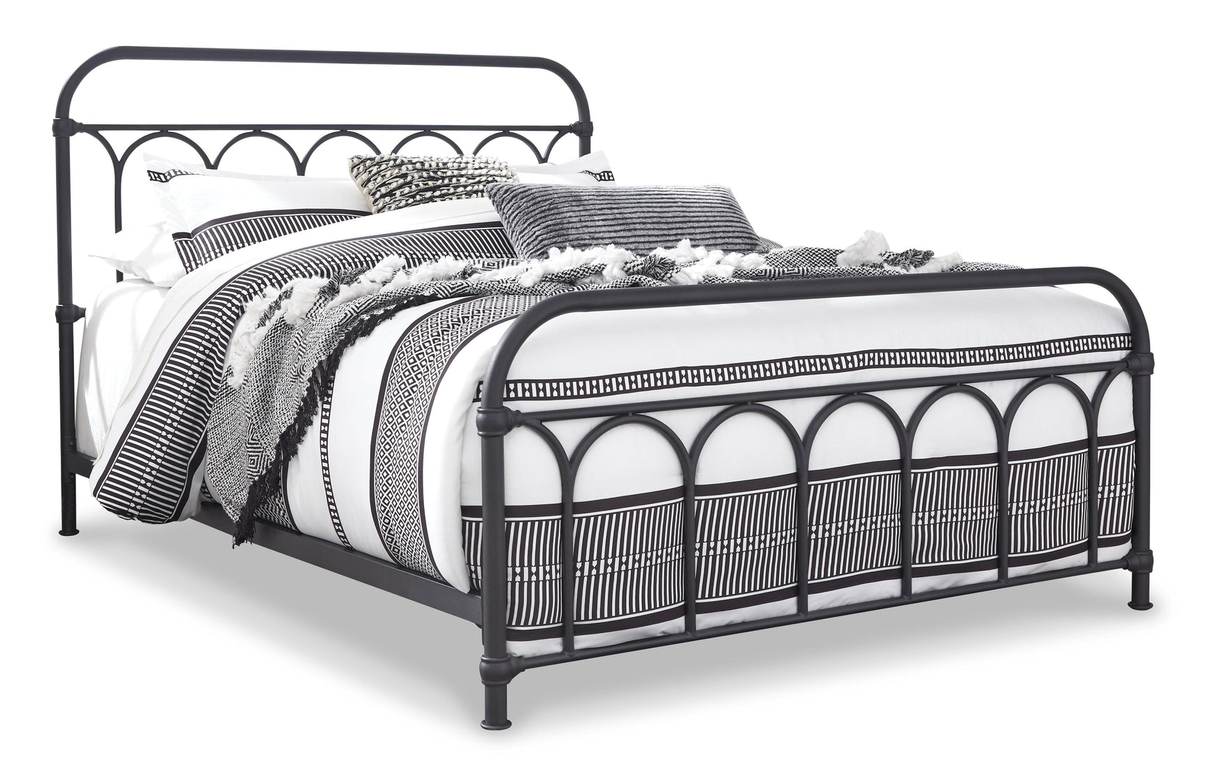 Nashburg Black Queen Metal Bed - Ella Furniture