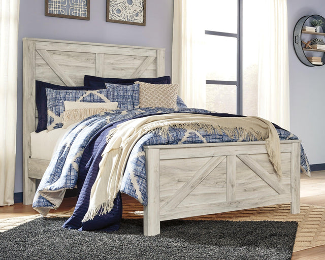 Bellaby Whitewash Queen Crossbuck Panel Bed - Ella Furniture