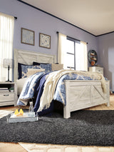Bellaby Whitewash Queen Crossbuck Panel Bed - Ella Furniture