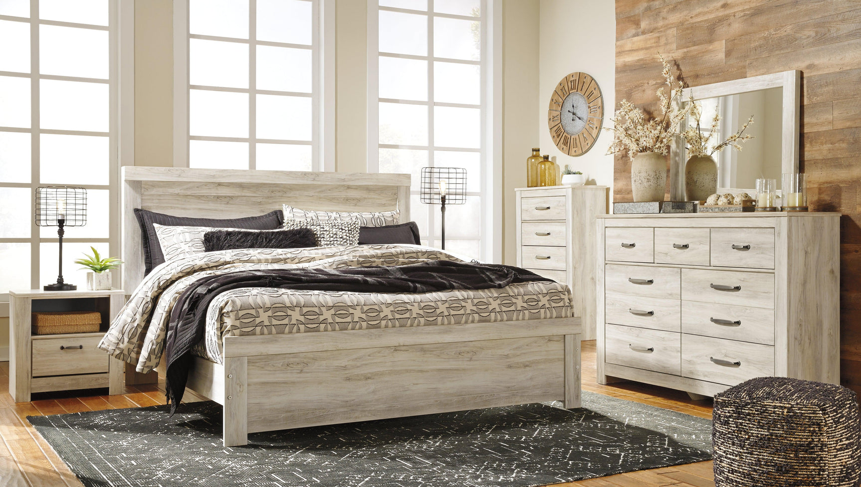 Bellaby Whitewash King Panel Bed - Ella Furniture