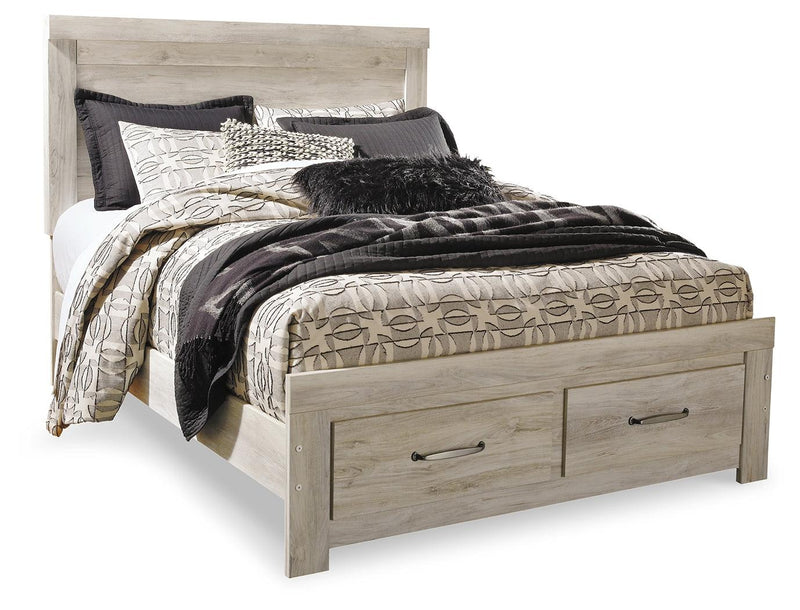 Bellaby Whitewash Queen Platform Bed With 2 Storage Drawers - Ella Furniture