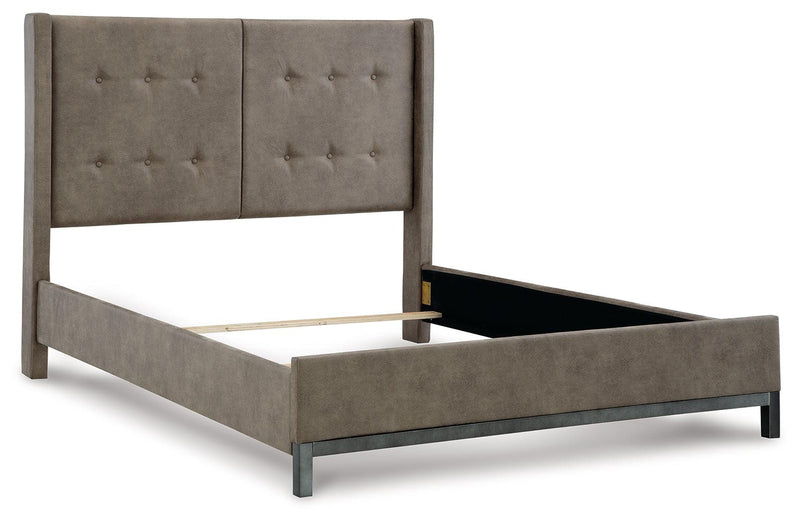 Wittland Brown Queen Upholstered Panel Bed - Ella Furniture
