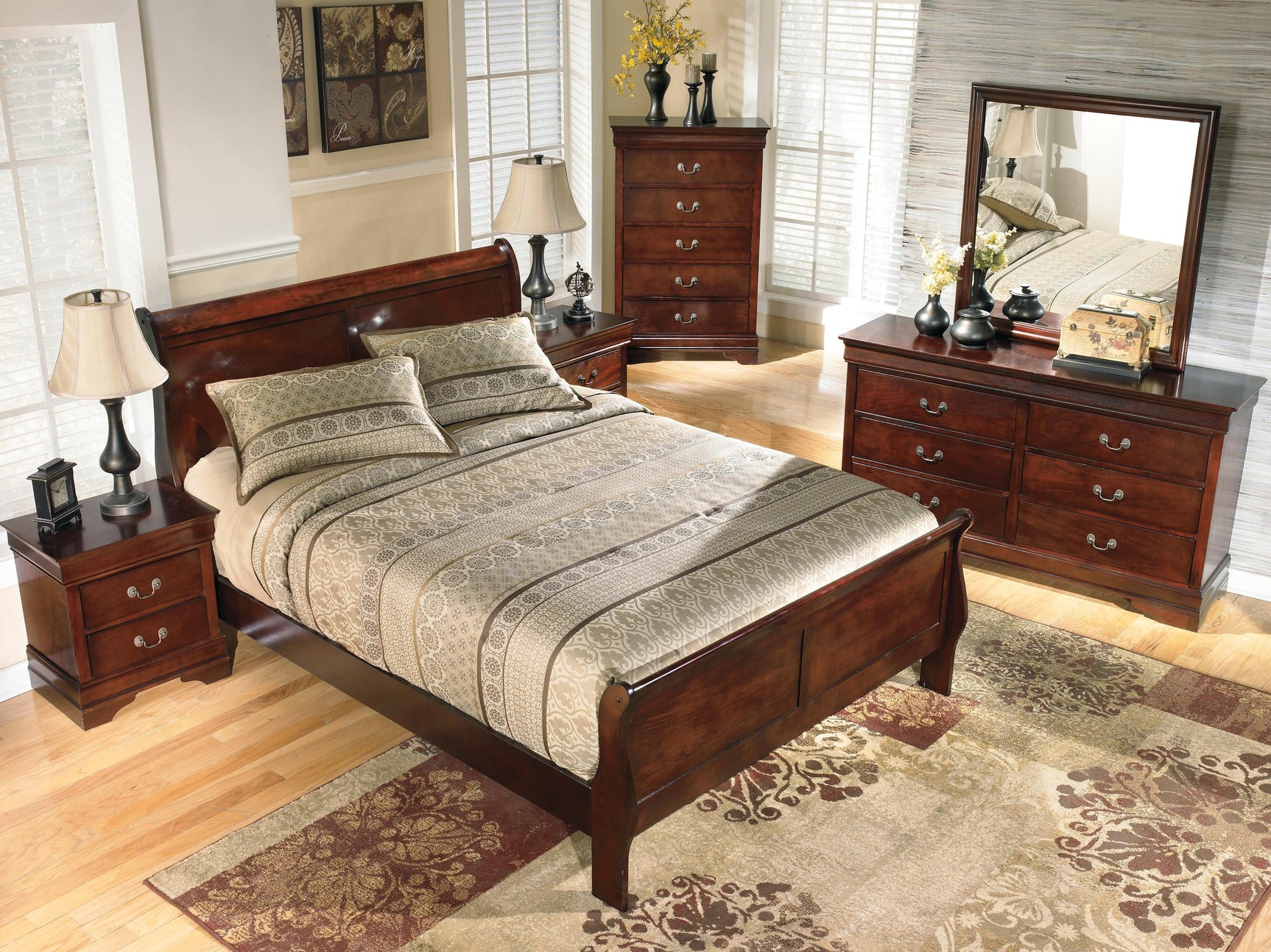 Alisdair Dark Brown Queen Sleigh Bed - Ella Furniture