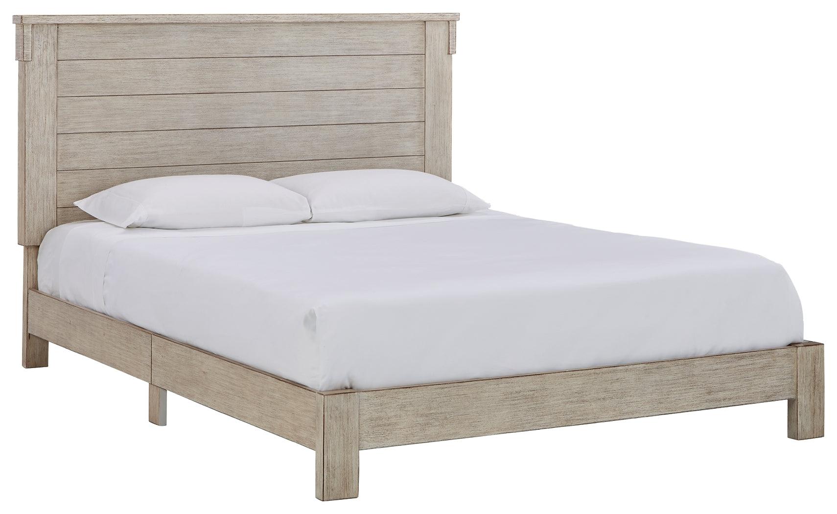 Hollentown Whitewash Queen Panel Bed - Ella Furniture