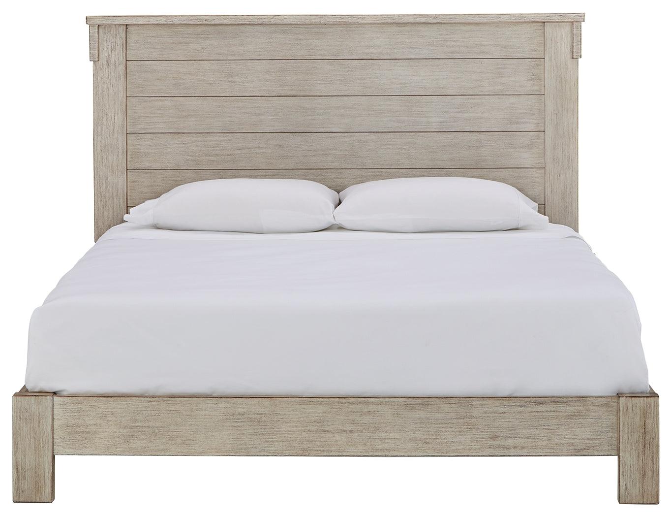 Hollentown Whitewash Queen Panel Bed - Ella Furniture