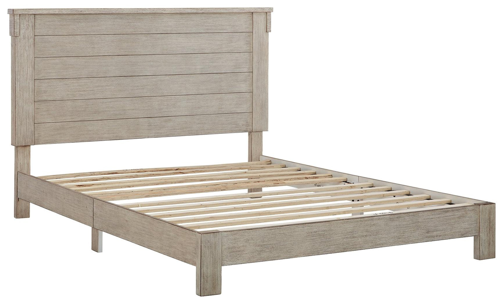 Hollentown Whitewash Queen Panel Bed - Ella Furniture