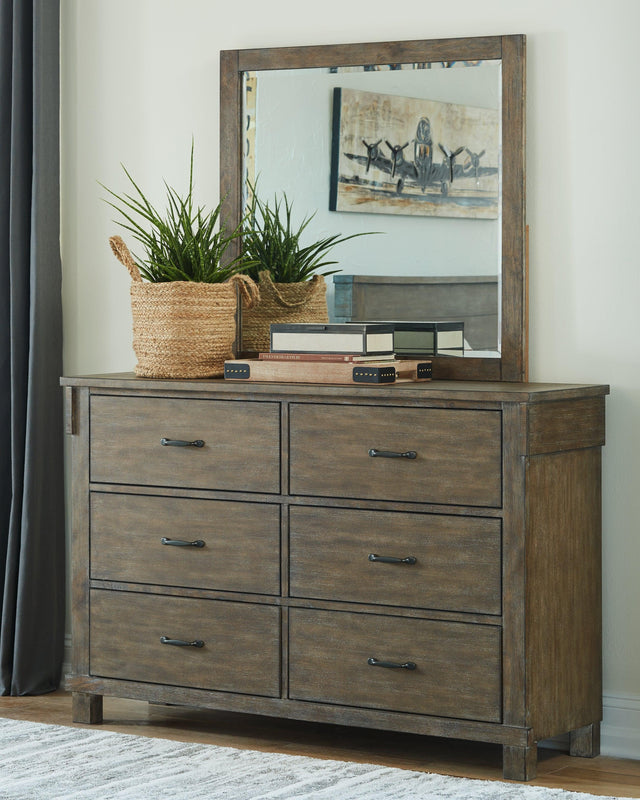 Shamryn Grayish Brown Dresser And Mirror - Ella Furniture