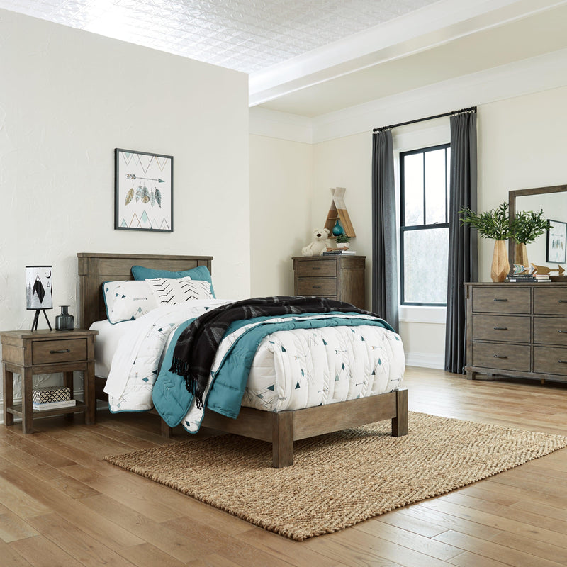 Shamryn Grayish Brown Twin Panel Bed - Ella Furniture