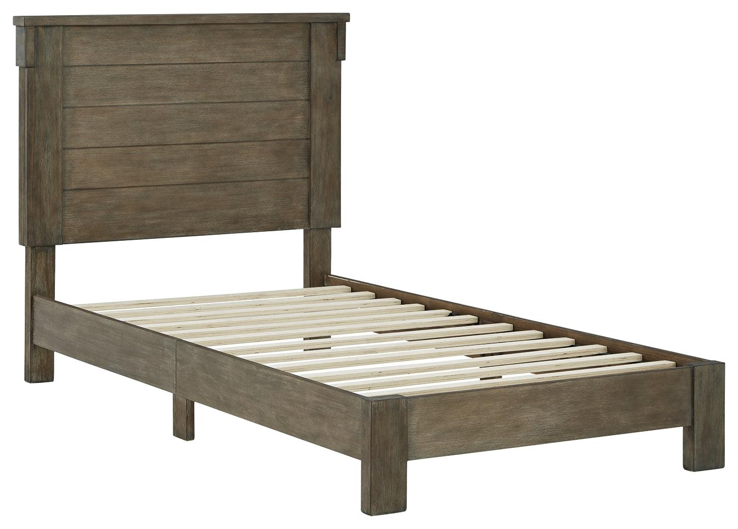 Shamryn Grayish Brown Twin Panel Bed - Ella Furniture