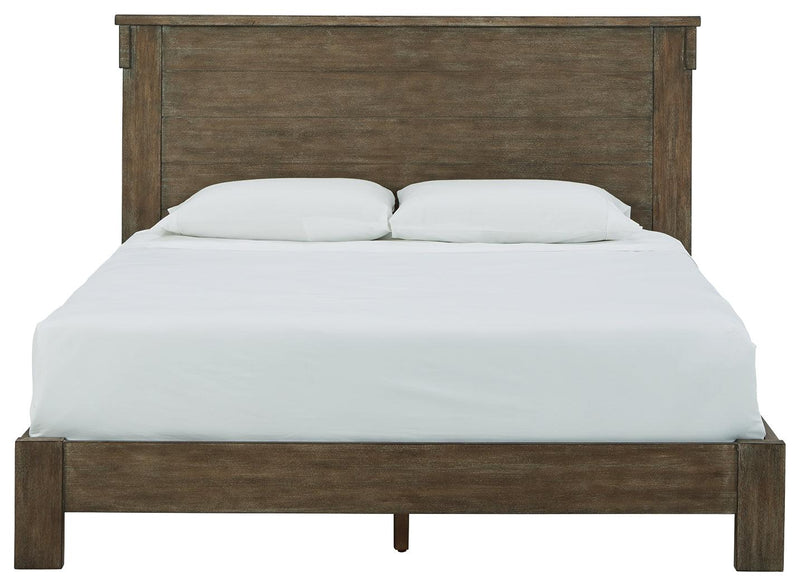 Shamryn Grayish Brown Queen Panel Bed - Ella Furniture