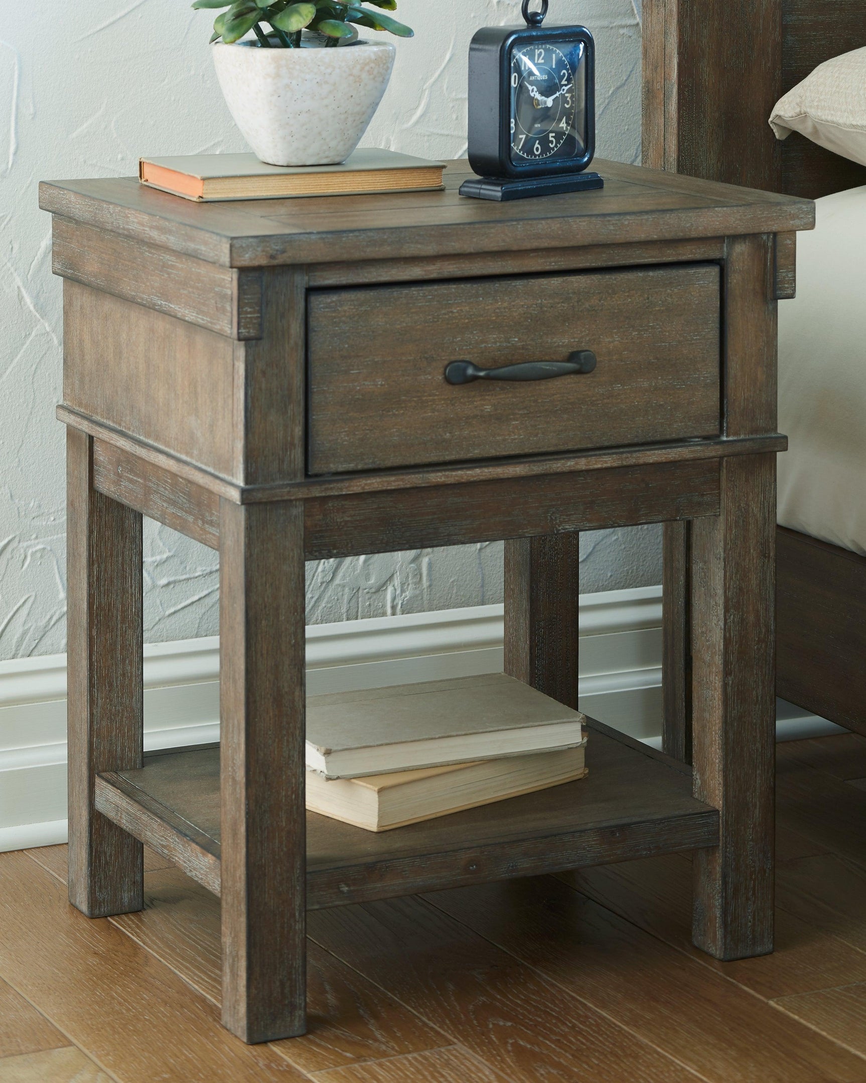 Shamryn Grayish Brown Nightstand - Ella Furniture