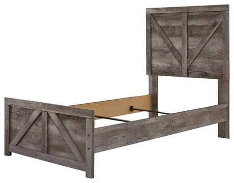 Wynnlow Gray Twin Crossbuck Panel Bed - Ella Furniture