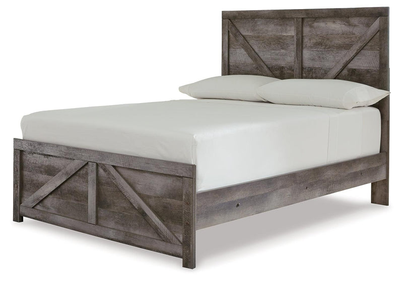 Wynnlow Gray Full Crossbuck Panel Bed - Ella Furniture