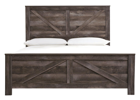 Wynnlow Gray King Crossbuck Panel Bed - Ella Furniture