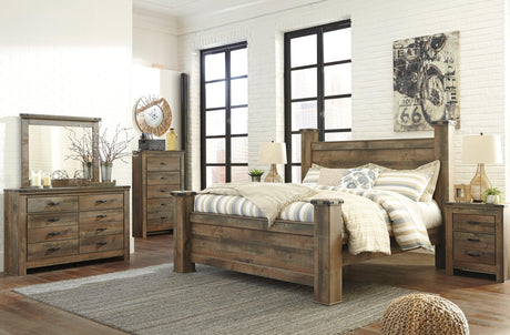 Trinell Brown King Poster Bed - Ella Furniture