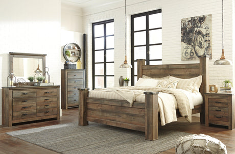 Trinell Brown King Poster Bed - Ella Furniture