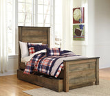 Trinell Brown Twin Panel Bed With 1 Large Storage Drawer - Ella Furniture