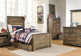 Trinell Brown Twin Panel Bed With 1 Large Storage Drawer - Ella Furniture