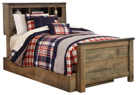 Trinell Brown Twin Bookcase Bed With 1 Large Storage Drawer - Ella Furniture