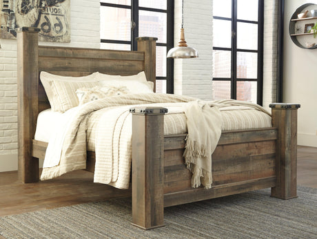 Trinell Brown Queen Poster Bed - Ella Furniture