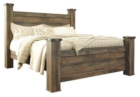 Trinell Brown King Poster Bed - Ella Furniture
