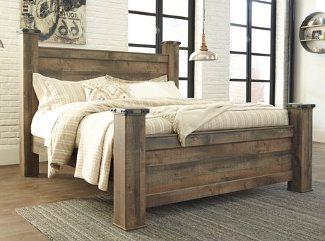 Trinell Brown King Poster Bed - Ella Furniture