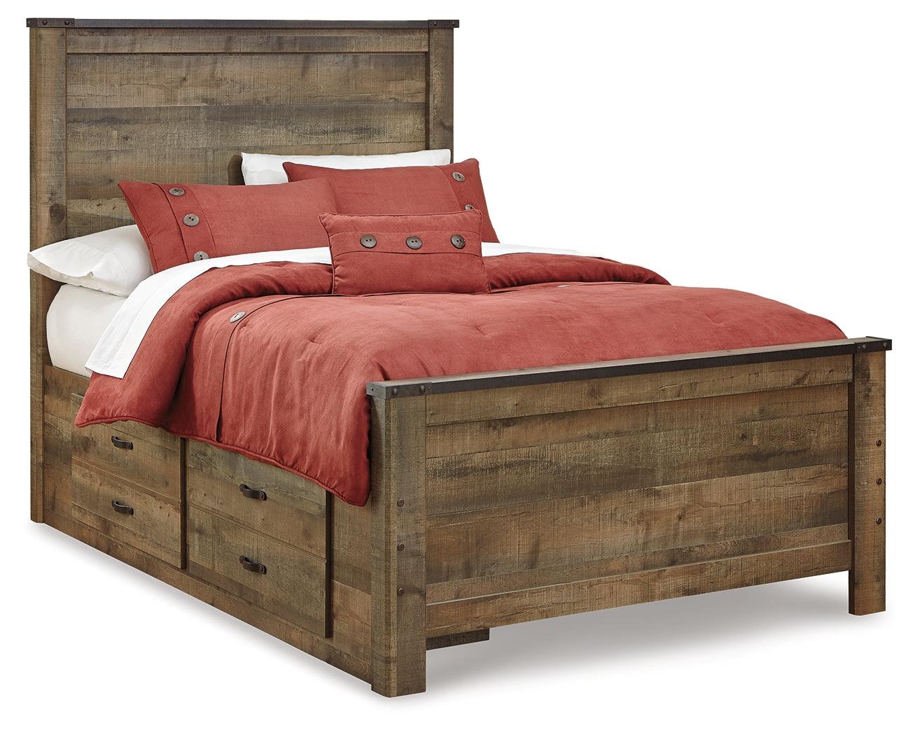 Trinell Brown Full Panel Bed With 2 Storage Drawers - Ella Furniture