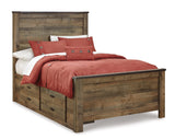 Trinell Brown Full Panel Bed With 2 Storage Drawers - Ella Furniture