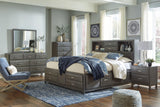 Caitbrook Gray King Storage Bed With 8 Drawers - Ella Furniture