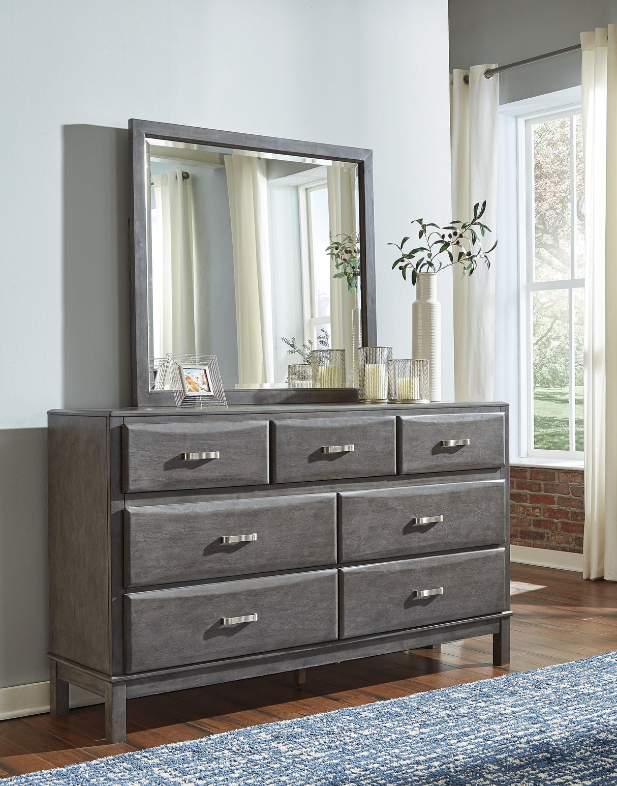 Caitbrook Gray Dresser And Mirror - Ella Furniture