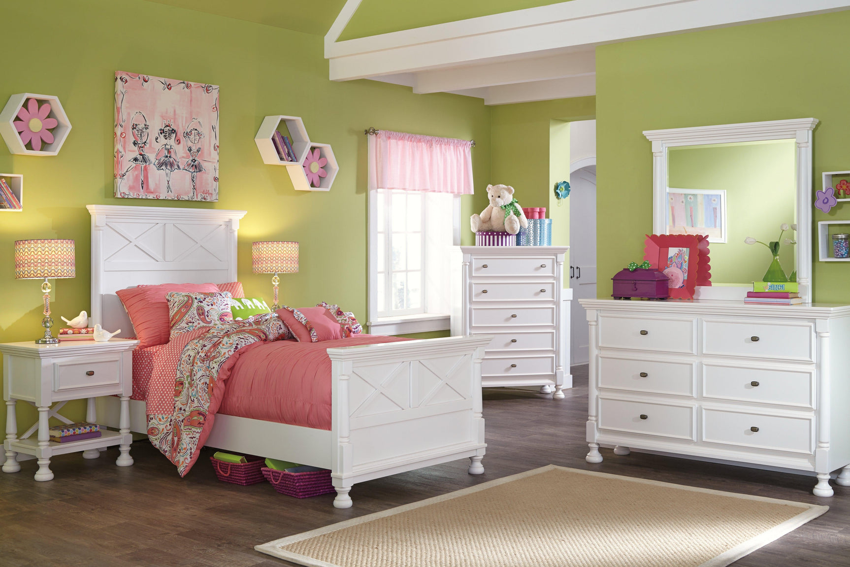 Kaslyn White Twin Panel Bed - Ella Furniture