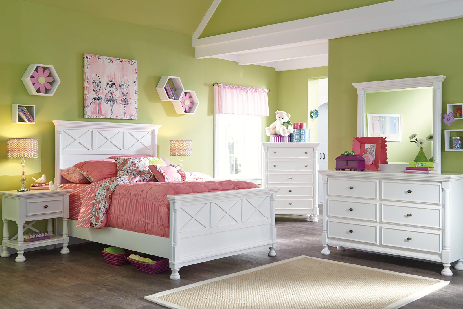 Kaslyn White Queen Panel Bed - Ella Furniture