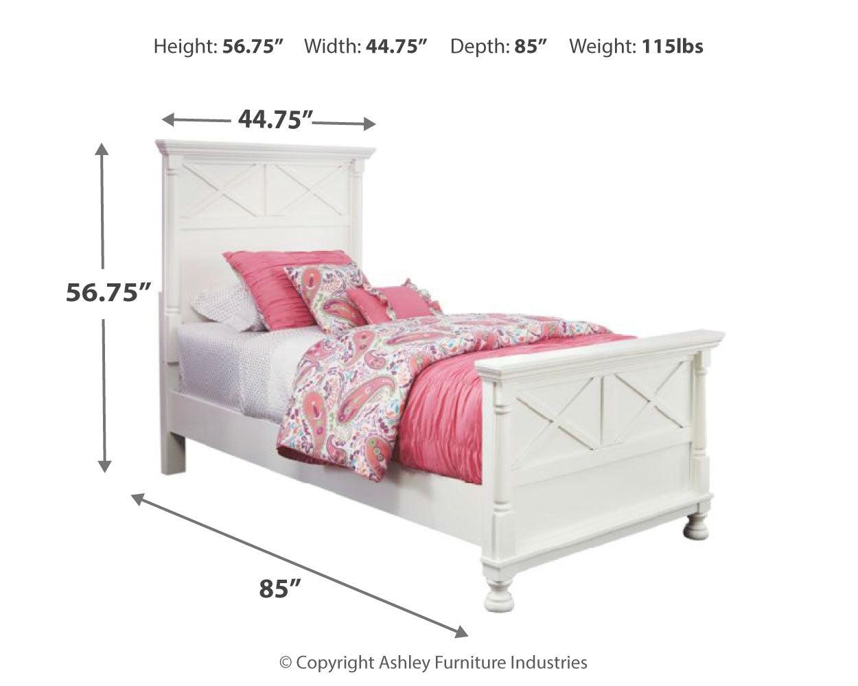 Kaslyn White Twin Panel Bed - Ella Furniture