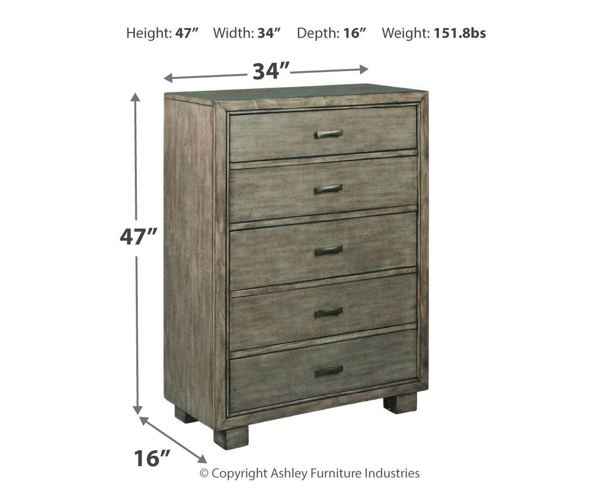 Arnett Gray Chest Of Drawers - Ella Furniture