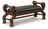 North Shore Dark Brown Upholstered Bench - Ella Furniture