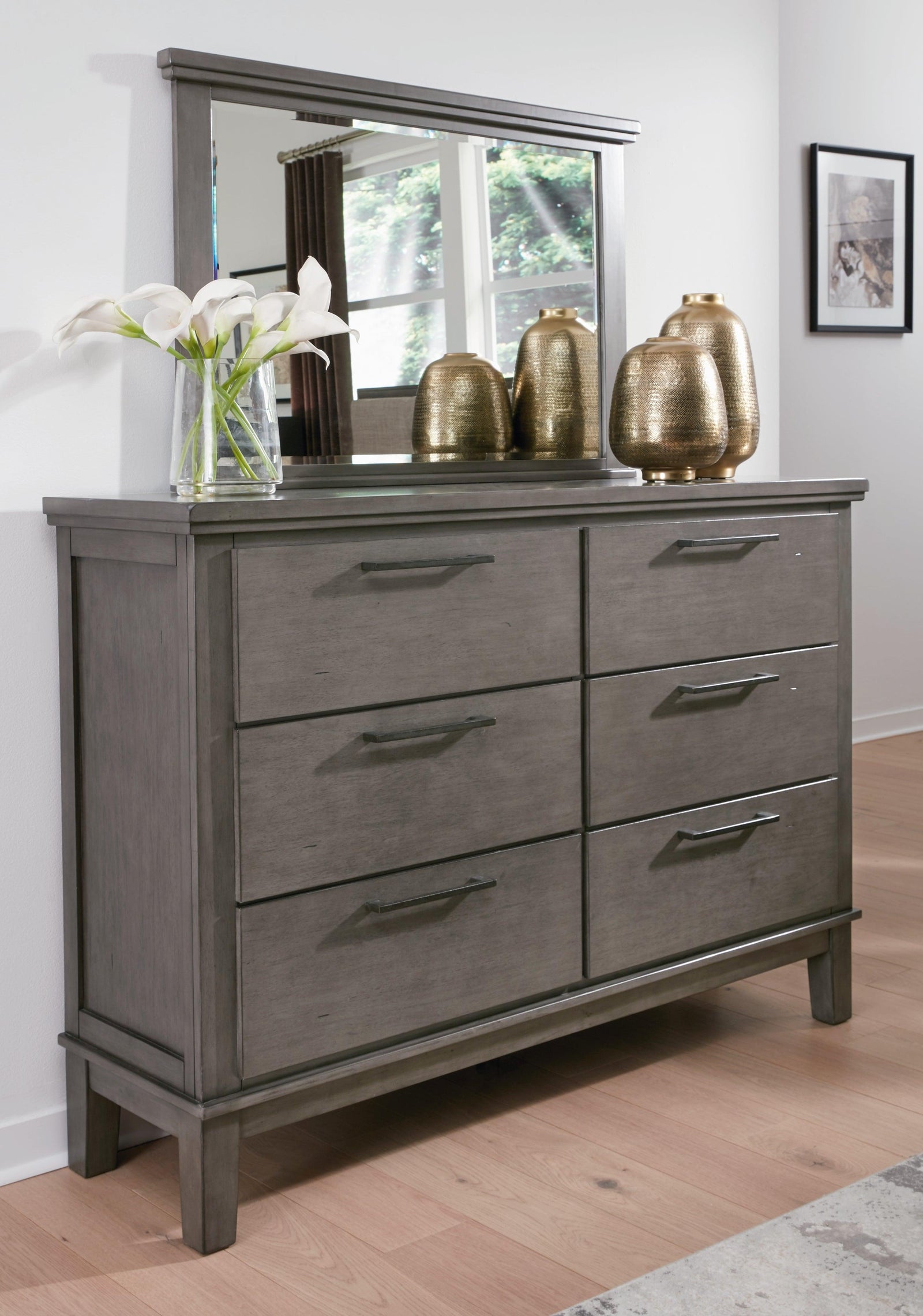 Hallanden Gray Dresser And Mirror - Ella Furniture