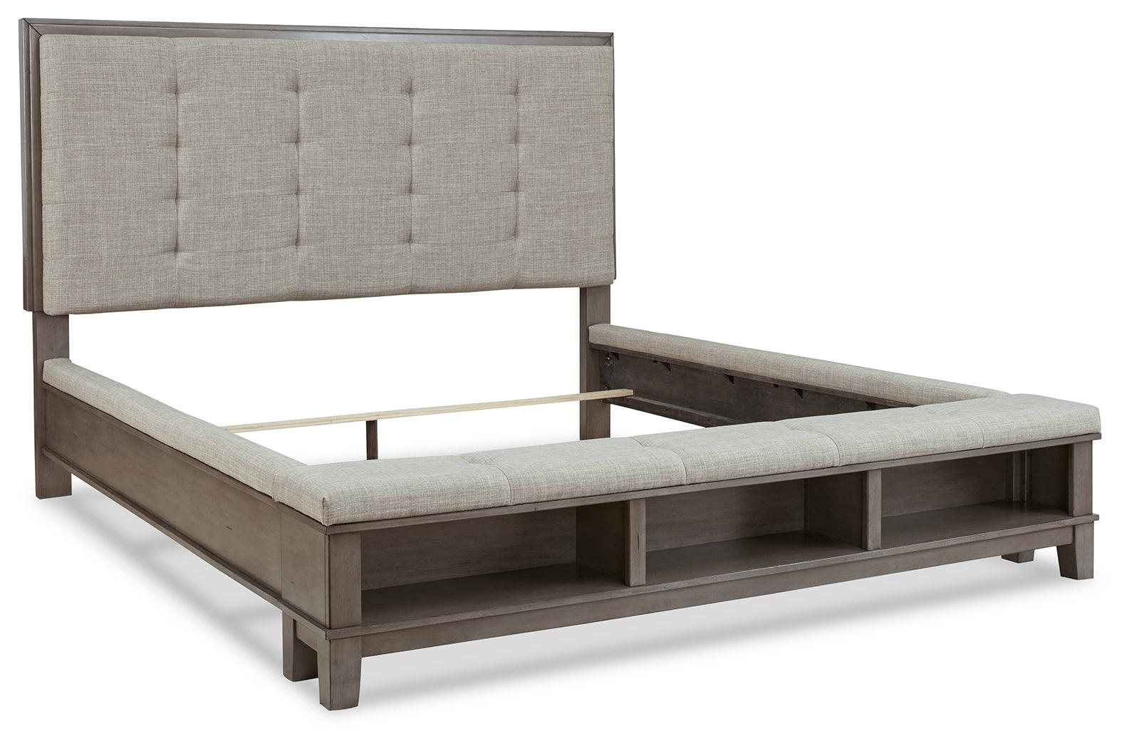 Hallanden Gray Queen Panel Bed With Storage - Ella Furniture