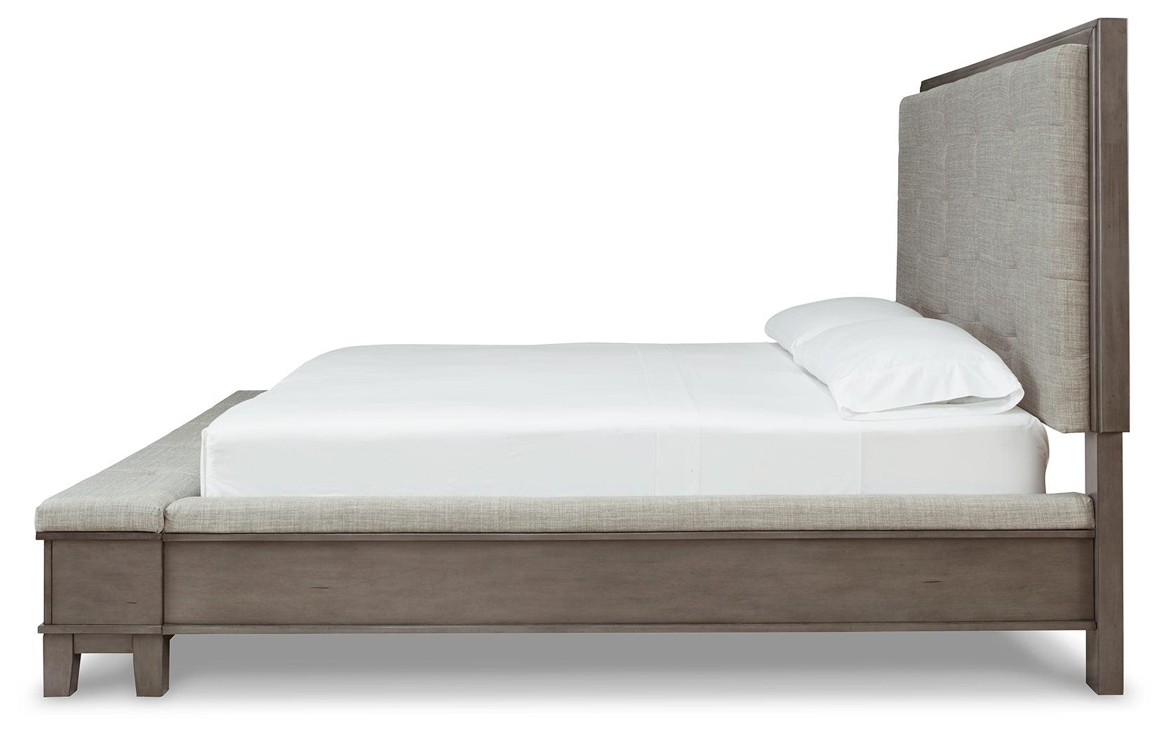 Hallanden Gray Queen Panel Bed With Storage - Ella Furniture