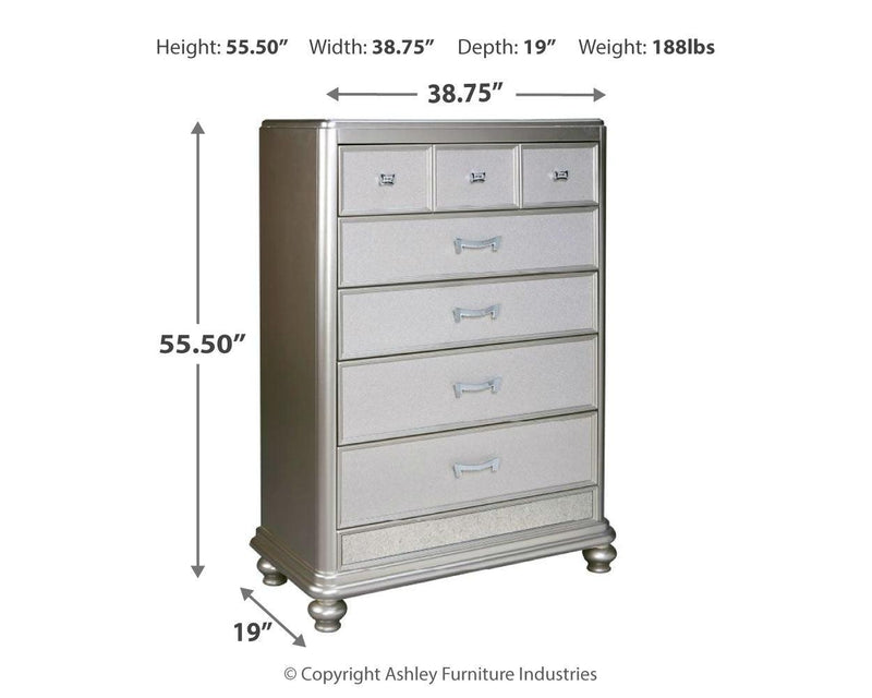 Coralayne Silver Chest Of Drawers - Ella Furniture