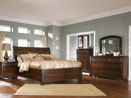 Porter Rustic Brown King Sleigh Bed - Ella Furniture