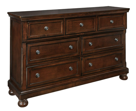 Porter Rustic Brown Dresser with drawers open