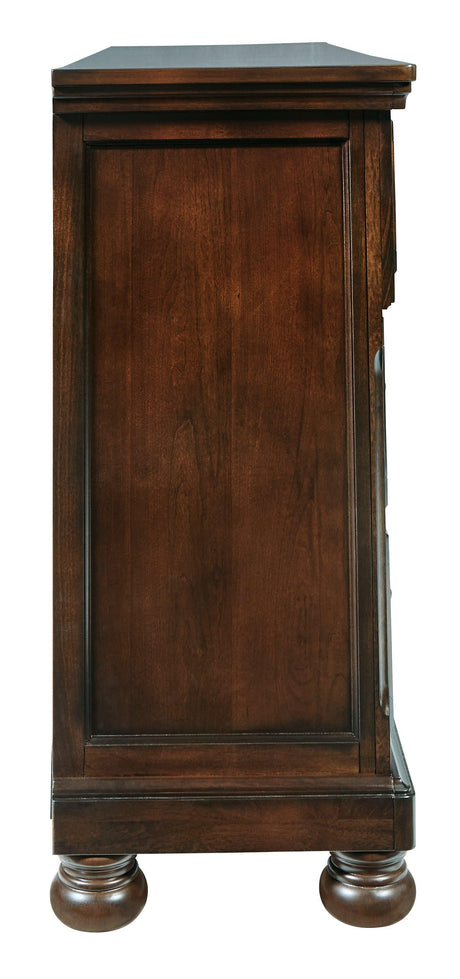 Porter Rustic Brown Dresser head-on view