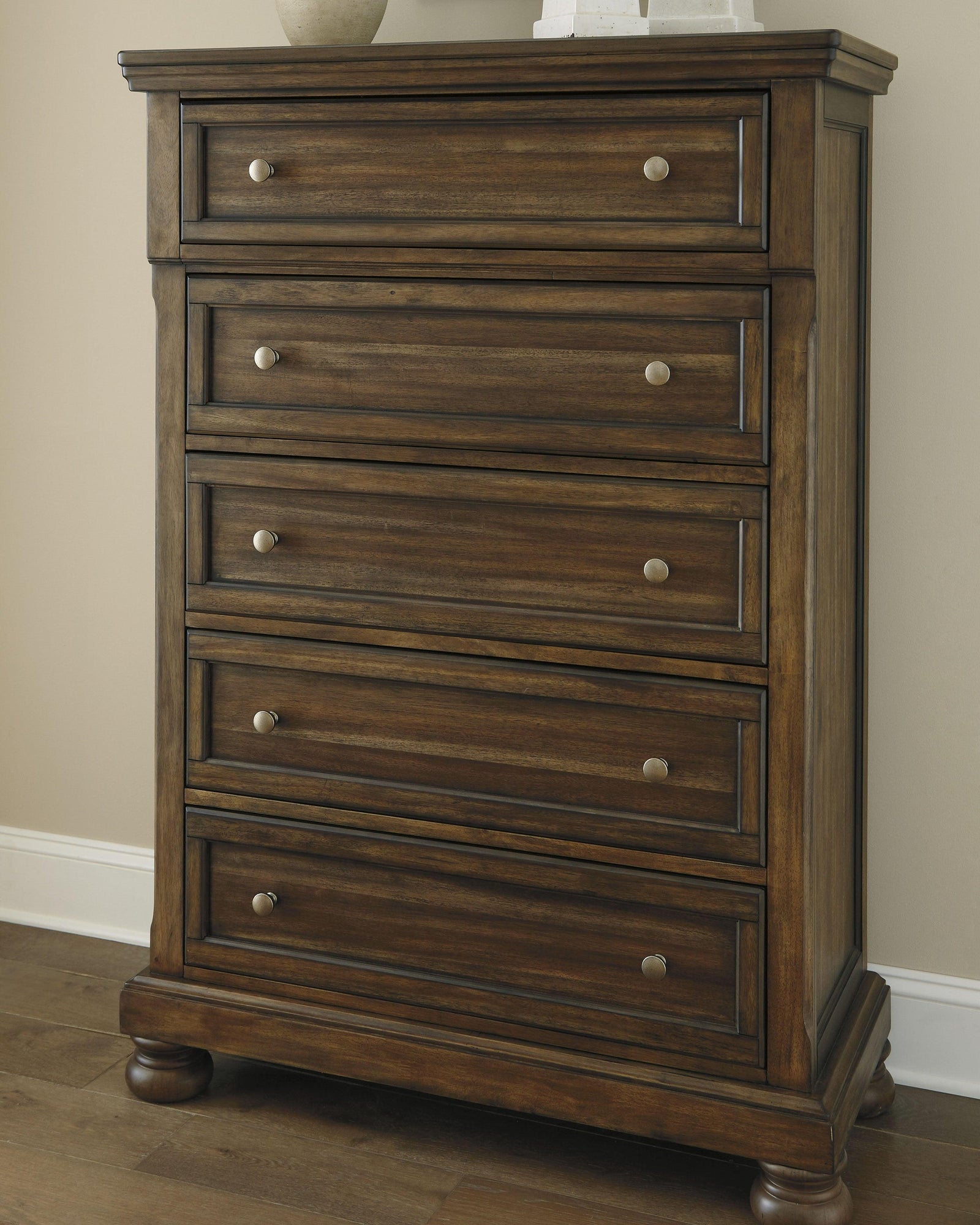 Flynnter Medium Brown Chest Of Drawers - Ella Furniture